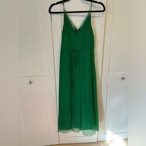 anthropologie  green silk dress - size 4